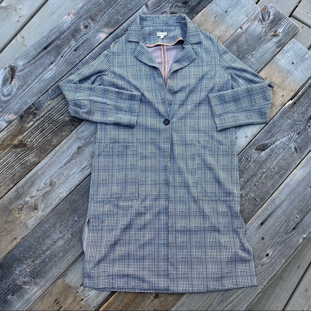 Hem & Thread Plaid Long Blazer Jacket - Picture 2 of 10